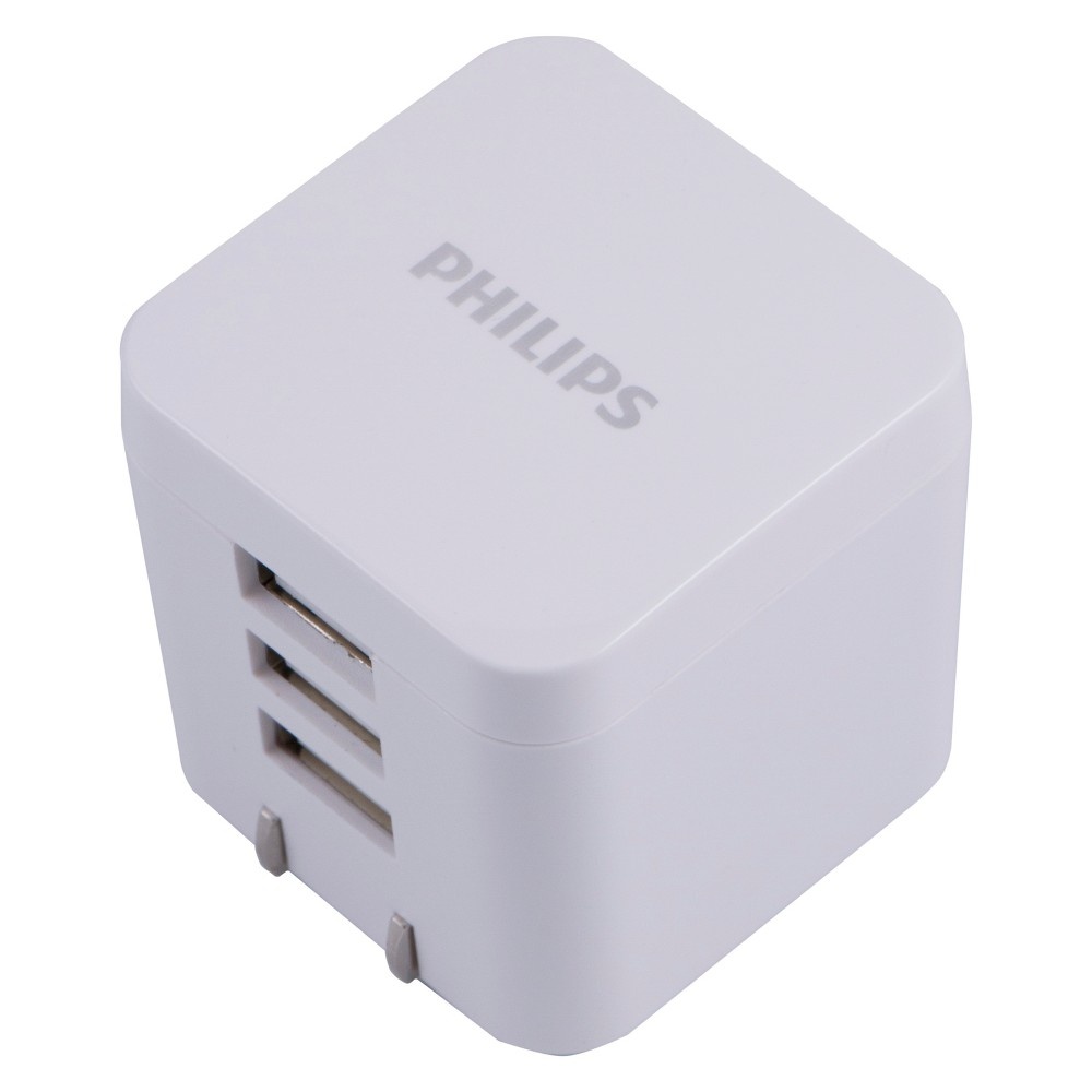 slide 6 of 7, Philips 3-Port USB Wall Charger - White, 1 ct