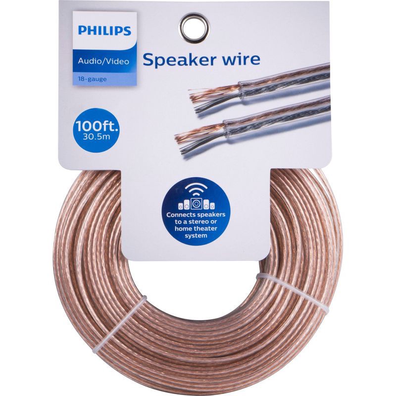 slide 3 of 5, Philips 100' Speaker Wire - Clear, 1 ct