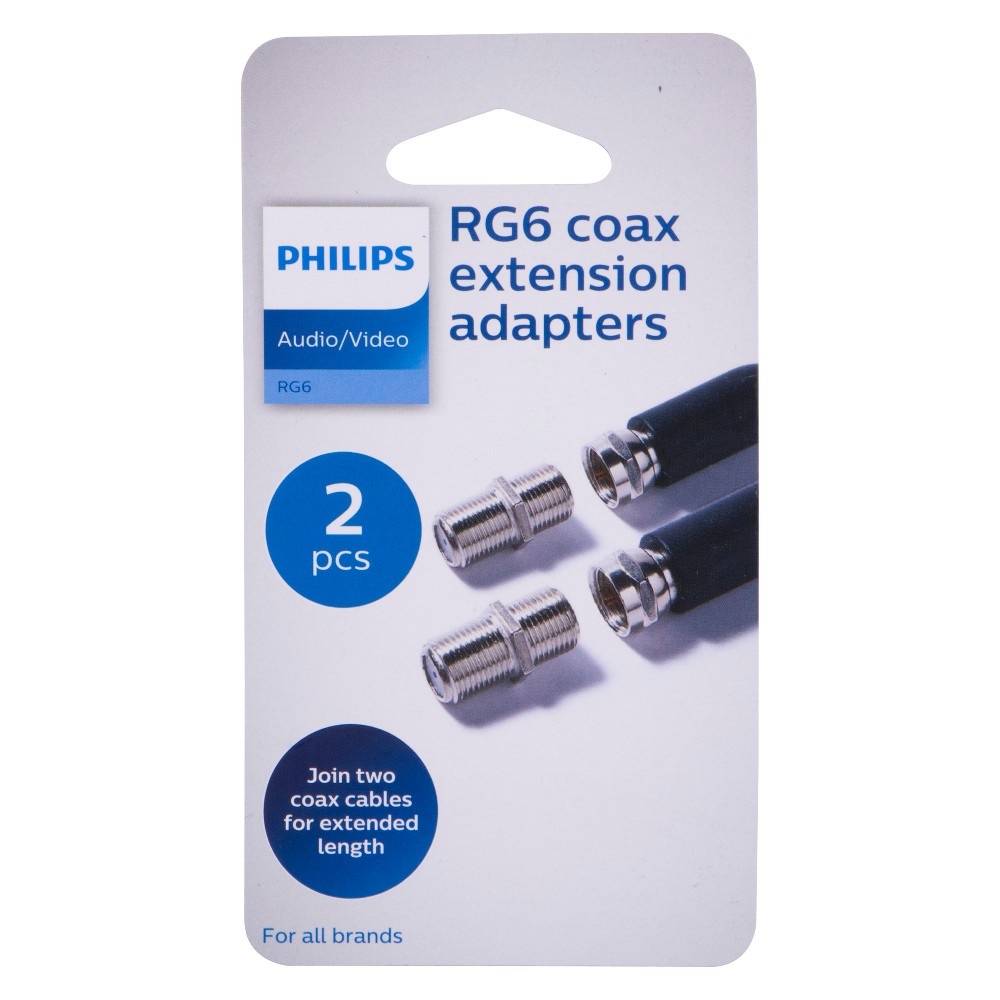 slide 4 of 5, Philips RG6 Coax Extension Adapters 2pk - Gray, 2 ct