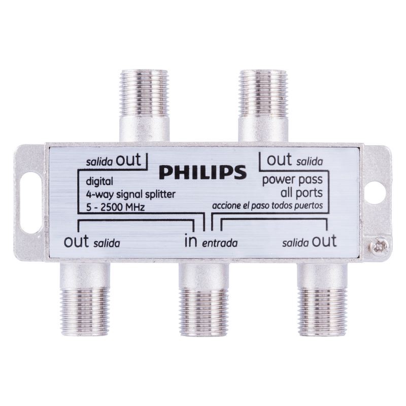 slide 2 of 5, Philips Digital Coax 4-Way Splitter - Gray, 1 ct