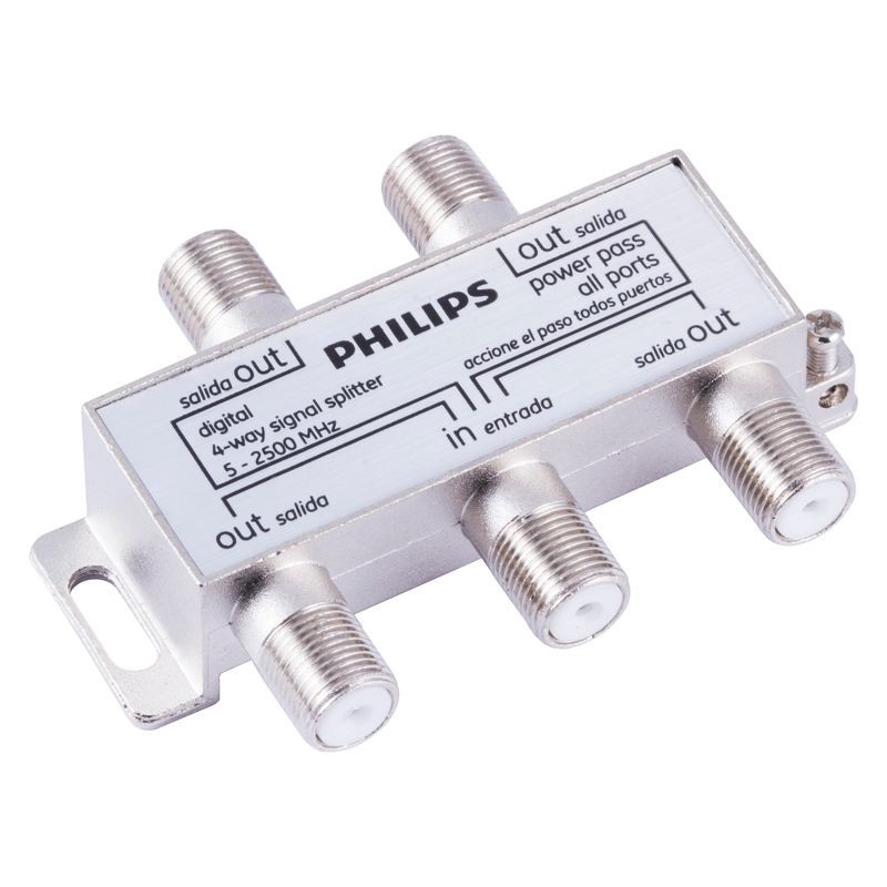 slide 1 of 5, Philips Digital Coax 4-Way Splitter - Gray, 1 ct