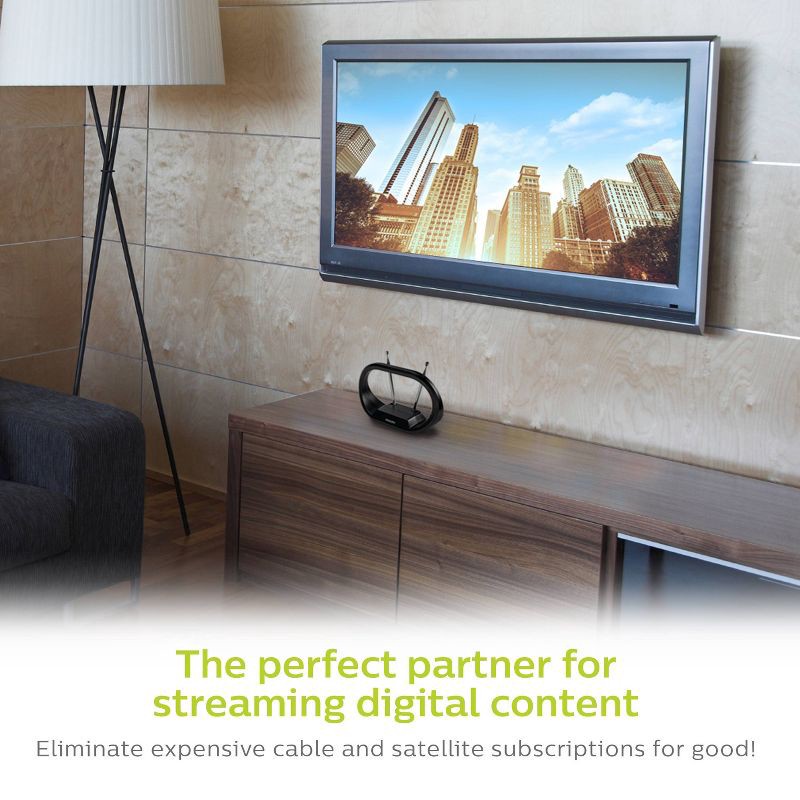 slide 3 of 7, Philips Modern HD Passive Antenna - Black: Semi-Directional Set-Top Mount, 1 ct