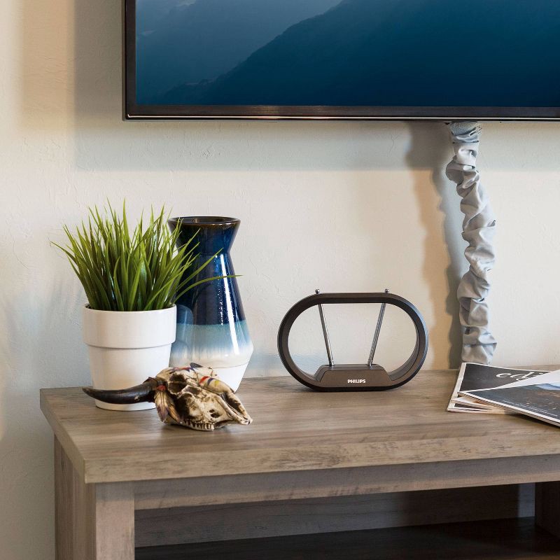 slide 6 of 7, Philips Modern HD Passive Antenna - Black: Semi-Directional Set-Top Mount, 1 ct