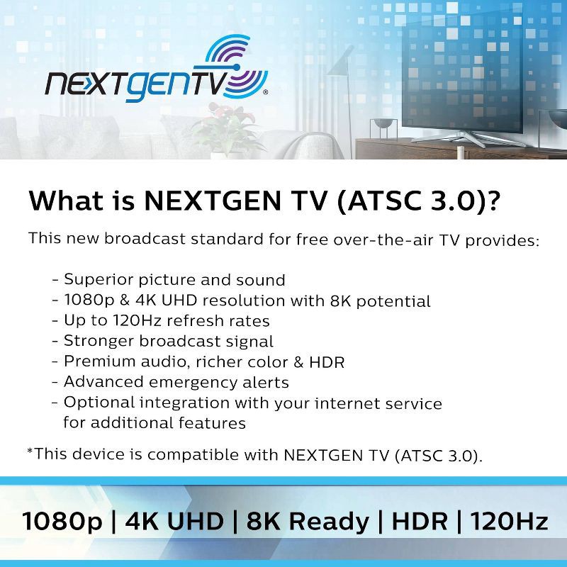 slide 7 of 7, Philips Modern HD Passive Antenna - Black: Semi-Directional Set-Top Mount, 1 ct