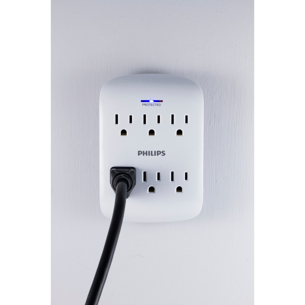 slide 9 of 10, Philips 6-Outlet Surge Protector Wall Tap, White, 1 ct