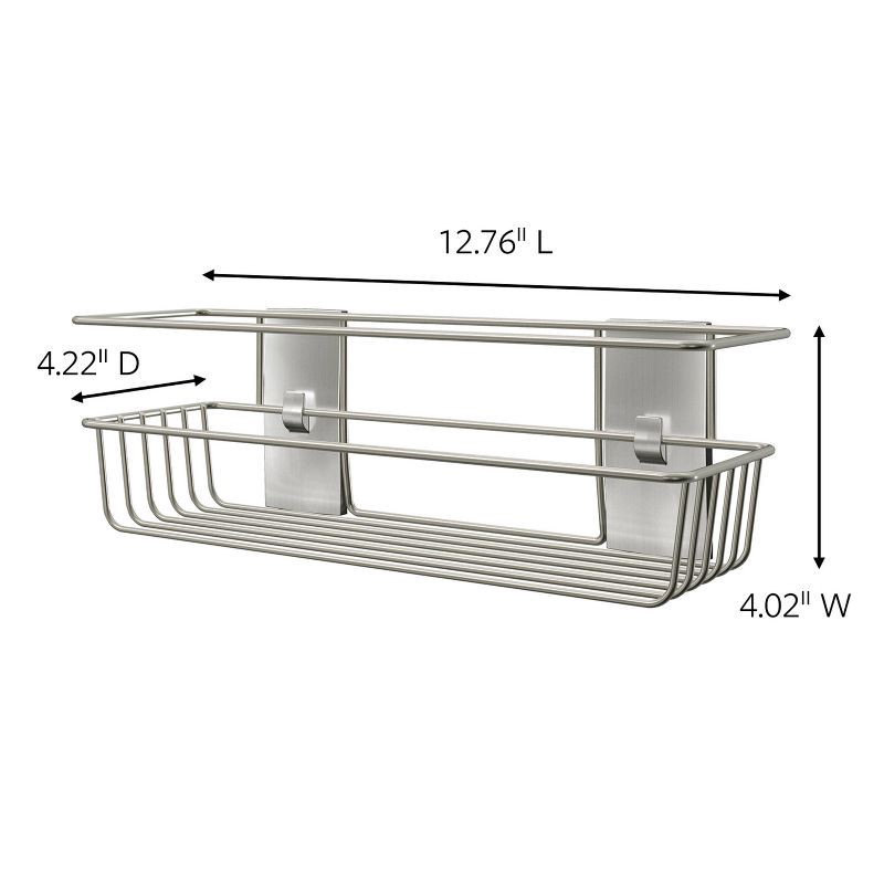 slide 3 of 11, Command Metal Shower Caddy Satin Nickel: Adhesive Mount, Bathroom Organizer, Rust-Resistant, 6.375"H x 12.5"W, 1 ct