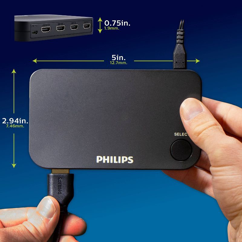 slide 6 of 11, Philips 4 Port 2.2 HDMI Switch with Remote - Black, 1 ct