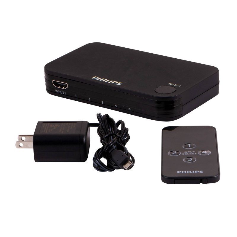 slide 9 of 11, Philips 4 Port 2.2 HDMI Switch with Remote - Black, 1 ct