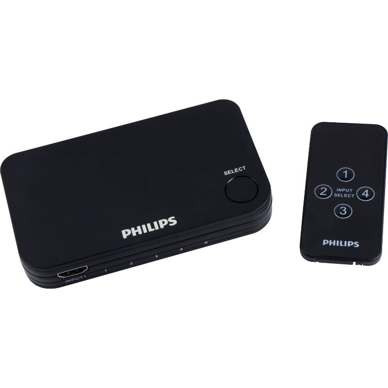 slide 1 of 11, Philips 4 Port 2.2 HDMI Switch with Remote - Black, 1 ct