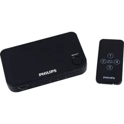 Philips 4 Port 2.2 HDMI Switch with Remote - Black: AV Switcher, HDMI Extender