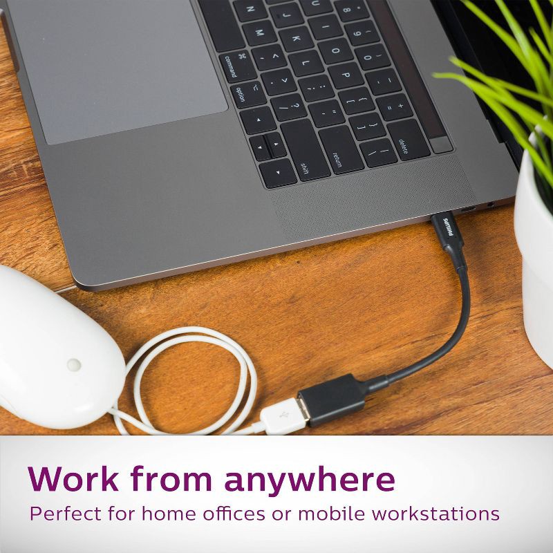 slide 5 of 7, Philips 6" USB-C to USB 3.1 Female Adapter Black: Converter Cable Male-To-Female, 1 ct