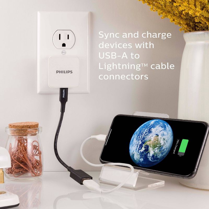 slide 6 of 7, Philips 6" USB-C to USB 3.1 Female Adapter Black: Converter Cable Male-To-Female, 1 ct