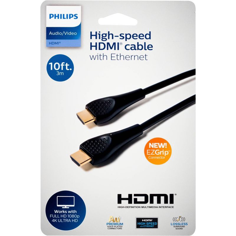 slide 6 of 6, Philips 10' Basic HDMI High Speed Cable with Ethernet - Black, 1 ct