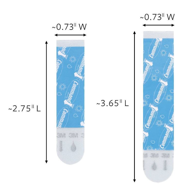 slide 5 of 12, Command Water Resistant Refill Strips (2 Medium/4 Large Strips): Plastic Adhesive for Bathroom & Shower Use, 3.625" Length, 1 ct