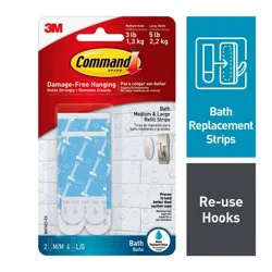 Command Water Resistant Refill Strips (2 Medium/4 Large Strips): Plastic Adhesive for Bathroom & Shower Use, 3.625" Length