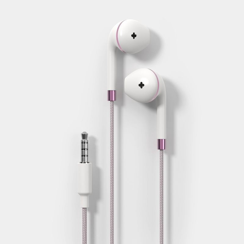 slide 1 of 5, Wired Earbuds - heyday™ White: Built-In Mic, 3.5mm Jack, 1 ct