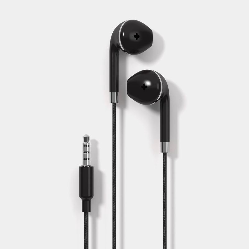 slide 1 of 5, Wired Earbuds - heyday™ Black: In-Ear Wired Headphones with Microphone, 1 ct