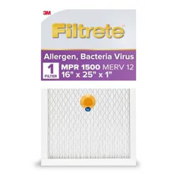 Filtrete 16x25x1 Smart Air Filter Allergen Bacteria and Virus 1500 MPR: MERV 12 Electrostatic Furnace Filter