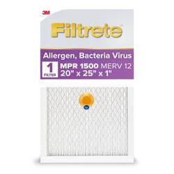 Filtrete 20x25x1 Smart Air Filter Allergen Bacteria and Virus 1500 MPR: MERV 12 Electrostatic Furnace Filter