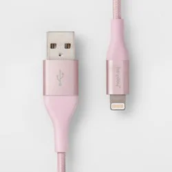 6' Lightning to USB-A Braided Cable - heyday Pink