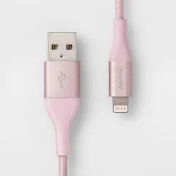 6' Lightning to USB-A Braided Cable - heyday Pink