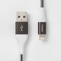 4' Lightning to USB-A Braided Cable - heyday™ Black/White/Gunmetal: Phone Charging Cord