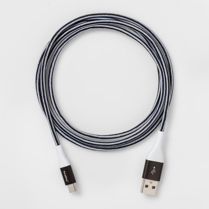 slide 3 of 3, 4' USB-C to USB-A Braided Cable - heyday™ Black/White/Gunmetal, 1 ct