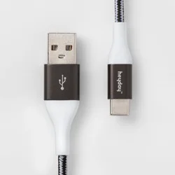 10' USB-A to USB-C Braided Cable – heyday™ Black/White/Gunmetal: Charging Cord