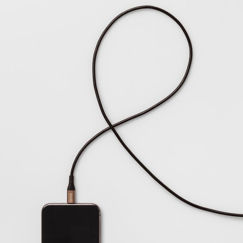 slide 2 of 3, 4' Lightning to USB-A Round Cable - heyday™ Black/Gold: Male-To-Male Connector, 1 ct