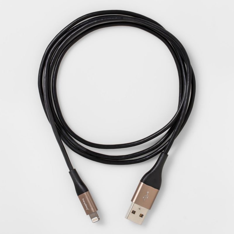 slide 3 of 3, 4' Lightning to USB-A Round Cable - heyday™ Black/Gold: Male-To-Male Connector, 1 ct