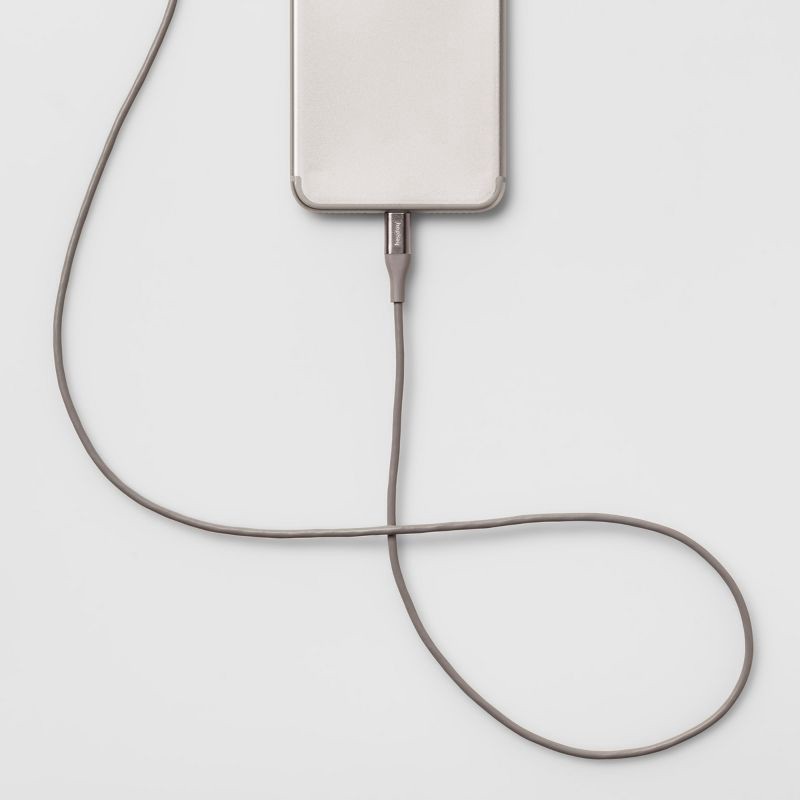 slide 2 of 3, 4' Lightning to USB-A Round Cable - heyday™ Gray/Silver, 1 ct