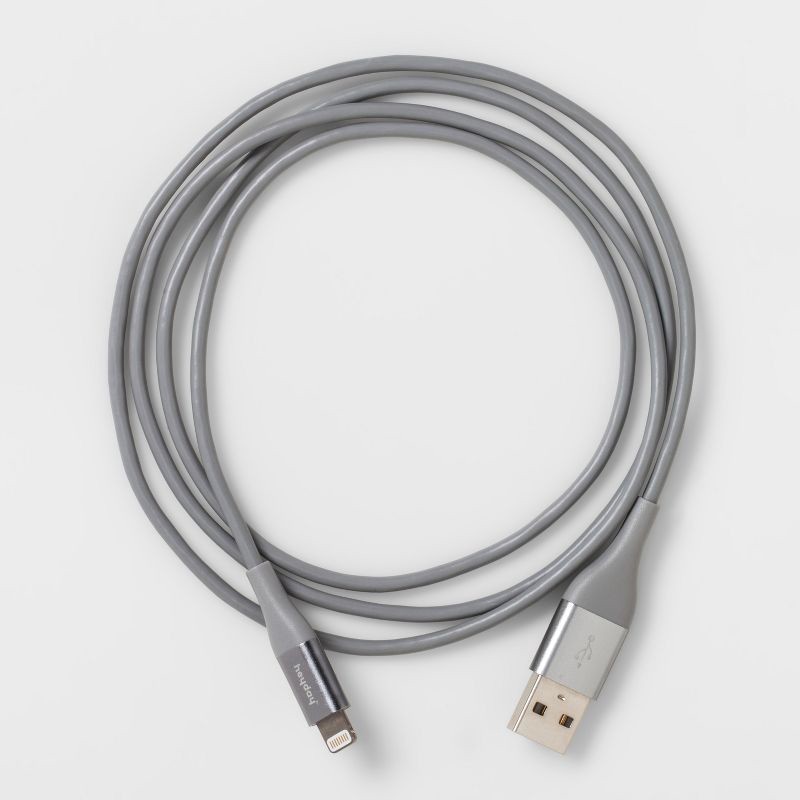 slide 3 of 3, 4' Lightning to USB-A Round Cable - heyday™ Gray/Silver, 1 ct