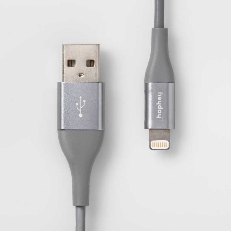 slide 1 of 3, 4' Lightning to USB-A Round Cable - heyday™ Gray/Silver, 1 ct