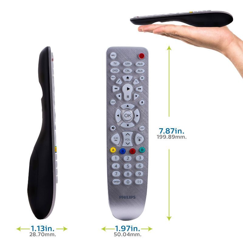 slide 4 of 10, Philips 6 Device Elite Backlit Remote Control - Brushed Silver: Home Theater Accessory, 1 ct