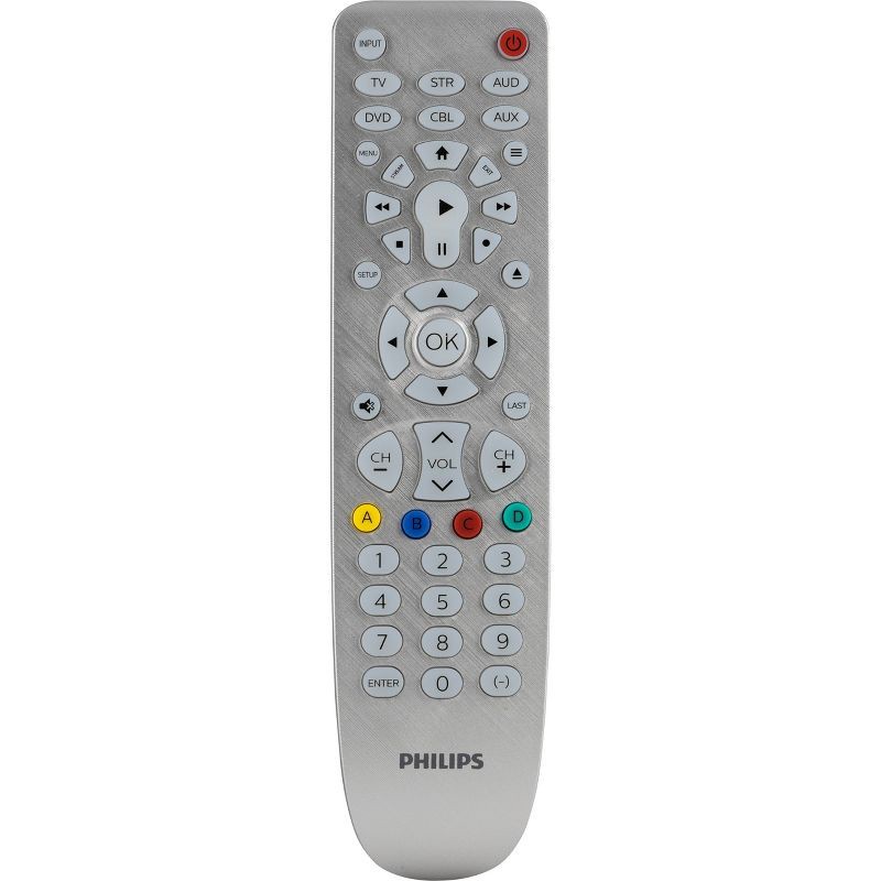 slide 1 of 10, Philips 6 Device Elite Backlit Remote Control - Brushed Silver: Home Theater Accessory, 1 ct