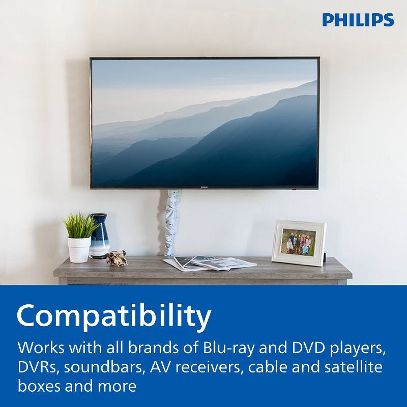 slide 5 of 6, Philips 6' Elite Toslink Digital Fiber Optic Cable with 2 Mini Adapters - Gray: Male-to-Male AV Connection, 1 ct