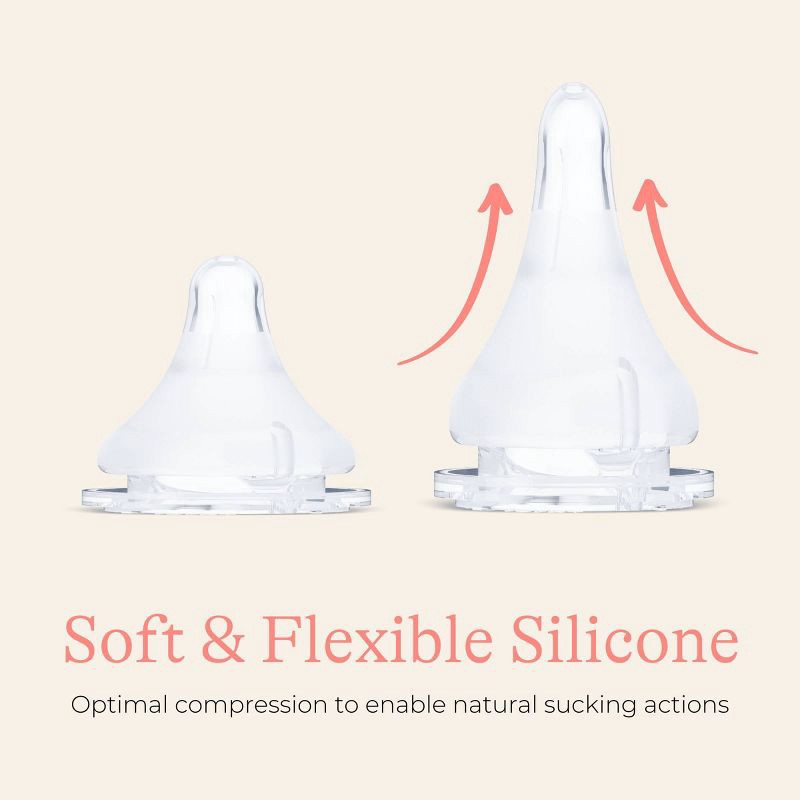 slide 6 of 8, Lansinoh NaturalWAVE Silicone Anti-Colic Baby Bottle Nipples- Medium Flow - 2pk, 2 ct
