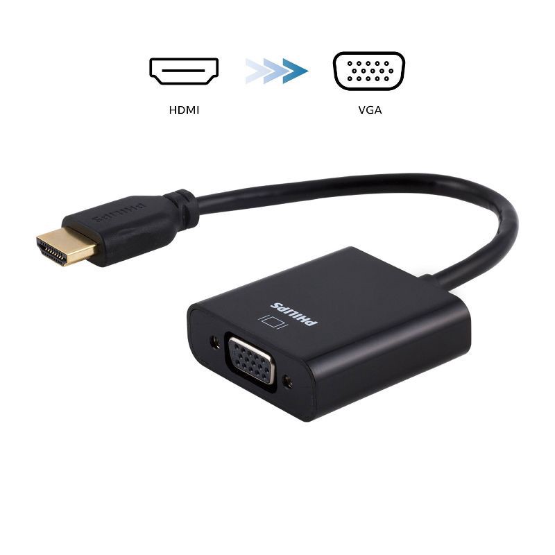 slide 1 of 5, Philips HDMI to VGA Adapter - Black, 1 ct