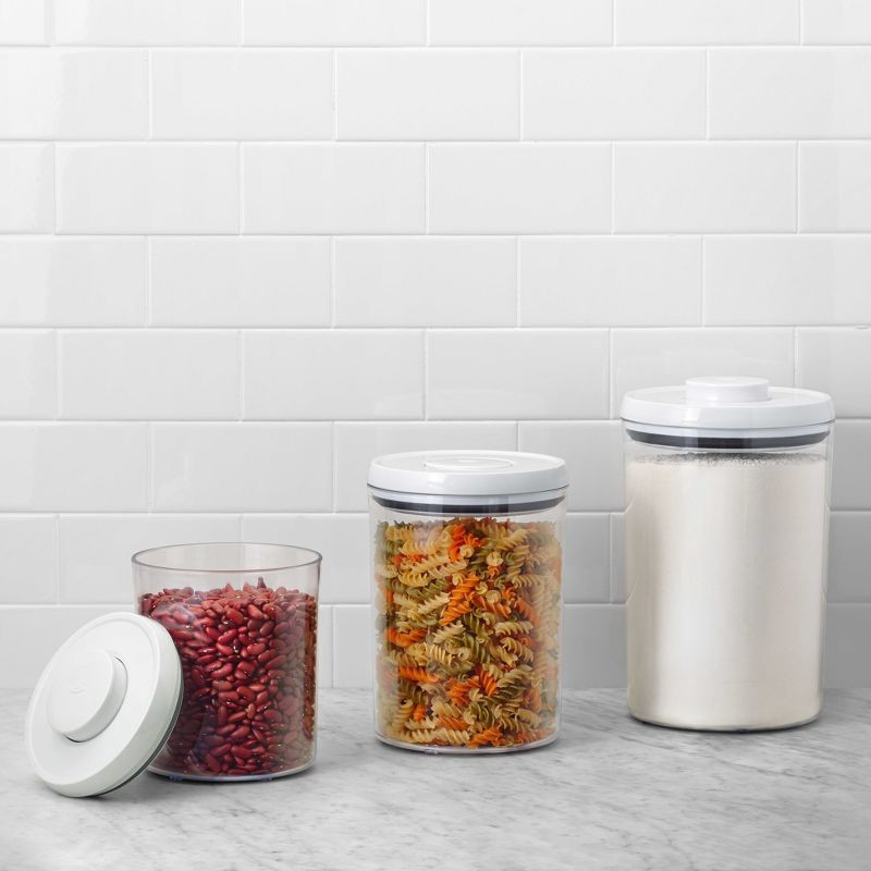 Oxo Pop 3pc Plastic Airtight Round Canister Food Storage Container