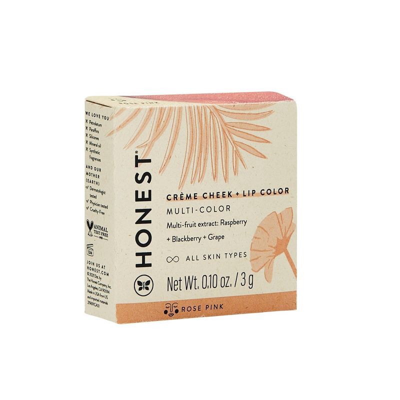 slide 5 of 7, Honest Beauty Crème Cheek + Lip Color with Multi-Fruit Extract - Rose Pink - 0.1oz, 0.1 oz