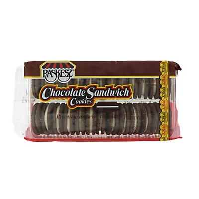 slide 1 of 1, Paskesz Chocolate Sandwich Cookies, 12 oz