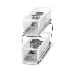 Mini Two-Tier Organizer with Dividers Frost/Gray - Madesmart: Polyethylene Steel, Spot Clean, Utility Storage Bin