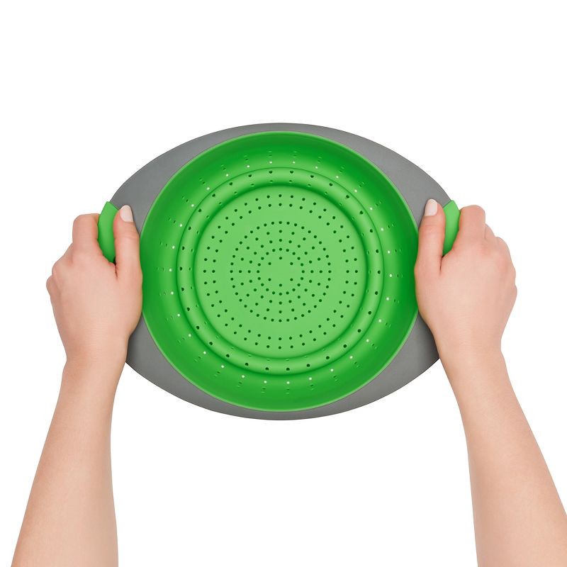 slide 4 of 6, OXO 3.5qt Colander with Handle Green, 3.5 qt