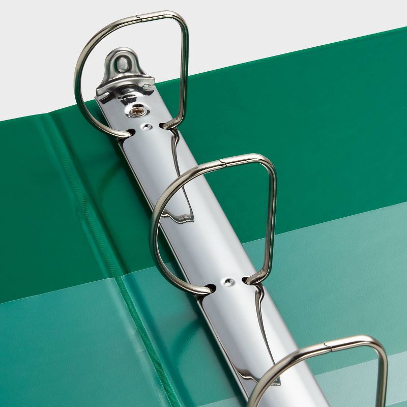 slide 2 of 3, 2" 3 Ring Binder Clear View Green - up&up™: 500 Sheet Capacity, D Rings, Internal Pockets, Standard Binders, 1 ct