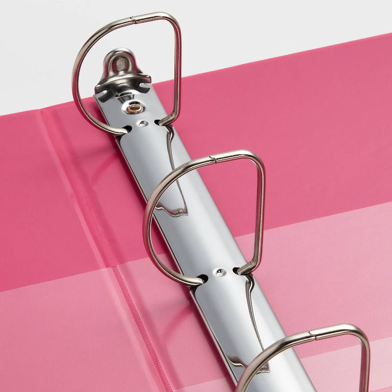 slide 3 of 3, 2" 3 Ring Binder Clear View Pink - up&up™: 500 Sheet Capacity, D Rings, Internal Pockets, Cardboard & Polypropylene, 1 ct