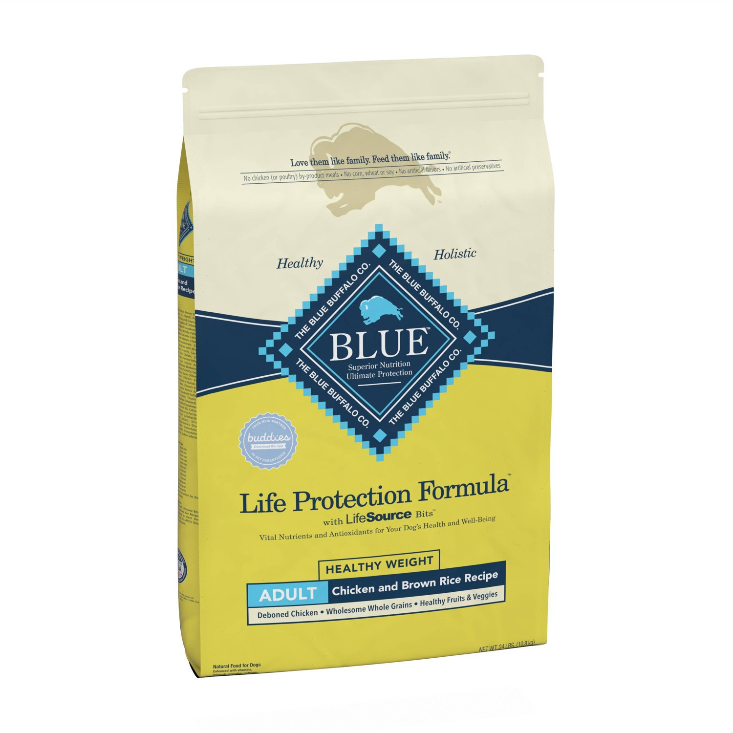 slide 7 of 8, Blue Buffalo Life Protection Formula Natural Adult Healthy Weight Dry Dog Food Chicken and Brown Rice - 24lbs, 24 lb