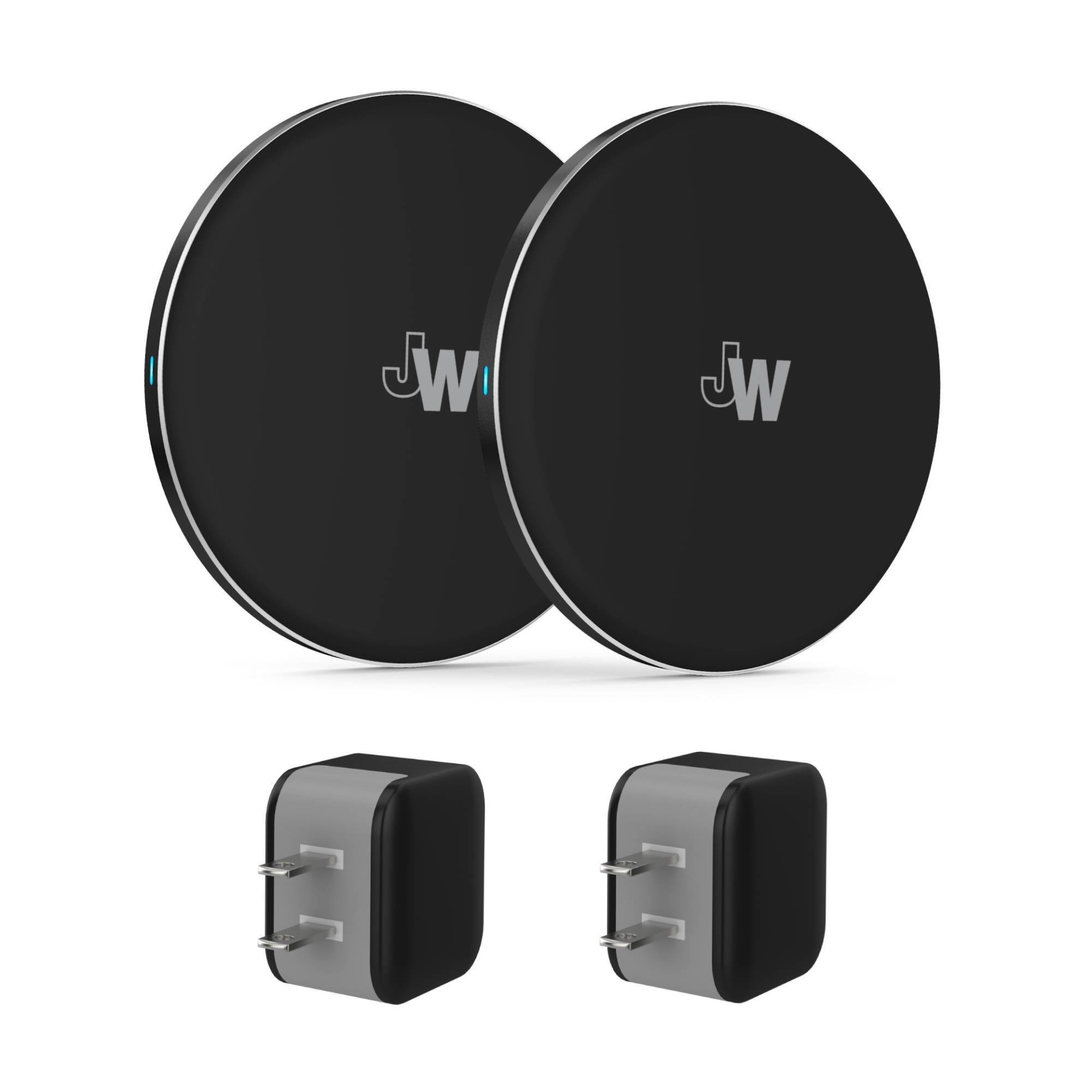 slide 1 of 10, Just Wireless 5W Qi Wireless Charging Pads (with Wall Adapters) - Black, 2 ct