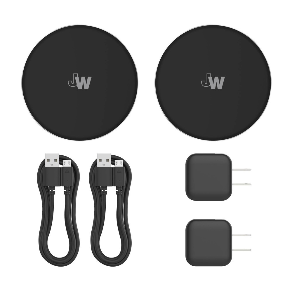 slide 3 of 10, Just Wireless 5W Qi Wireless Charging Pads (with Wall Adapters) - Black, 2 ct