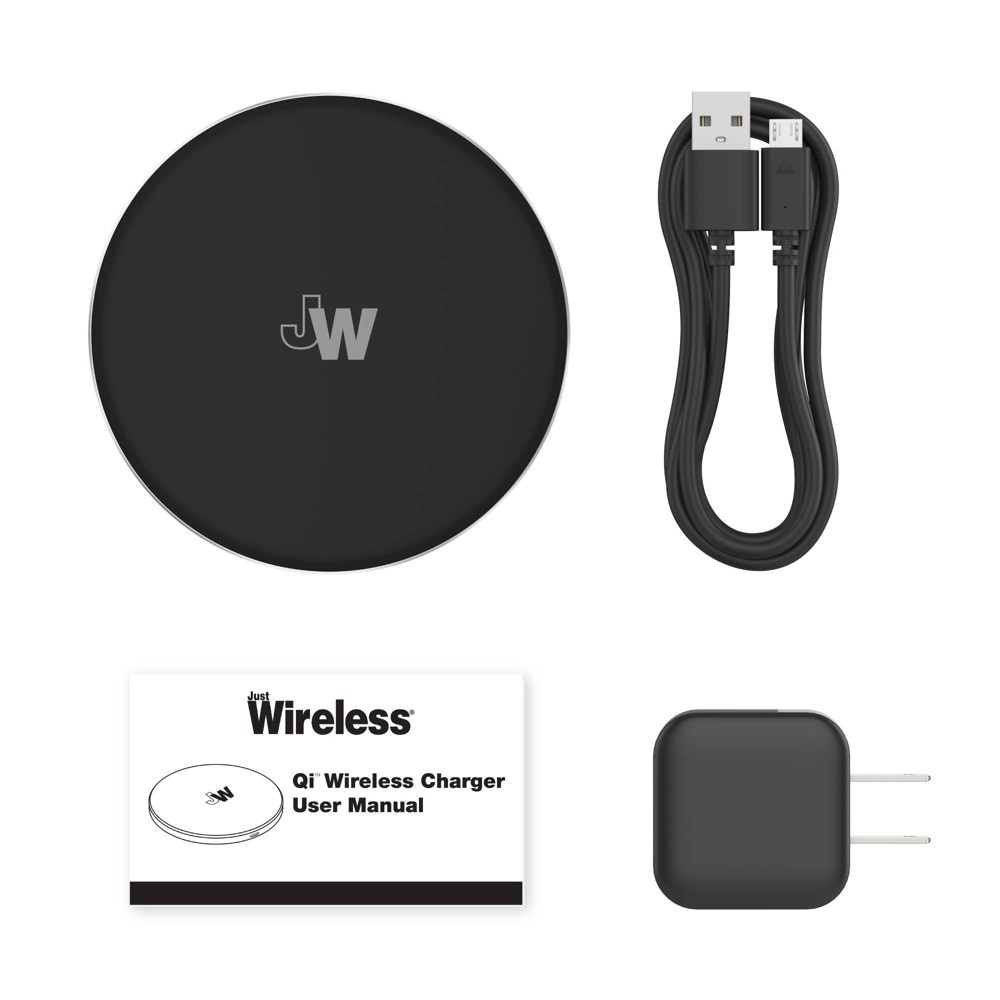 slide 9 of 10, Just Wireless 5W Qi Wireless Charging Pads (with Wall Adapters) - Black, 2 ct