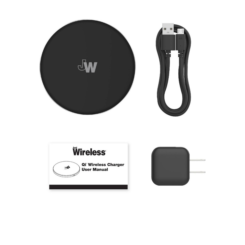 slide 10 of 10, Just Wireless 5W Qi Wireless Charging Pads (with Wall Adapters) - Black, 2 ct